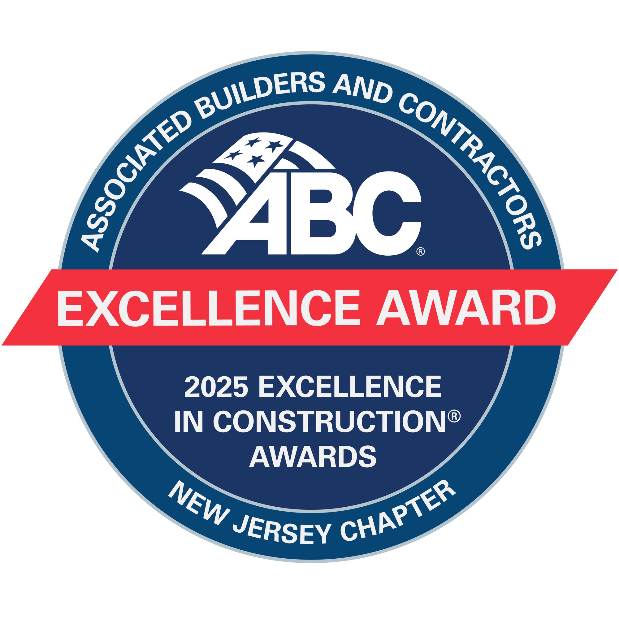 ABC 2025 Excellence in Construction Awards badge — New Jersey Chapter